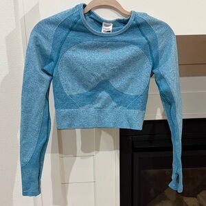 Gymshark Seamless Long Sleeve Crop Top - Teal Blue